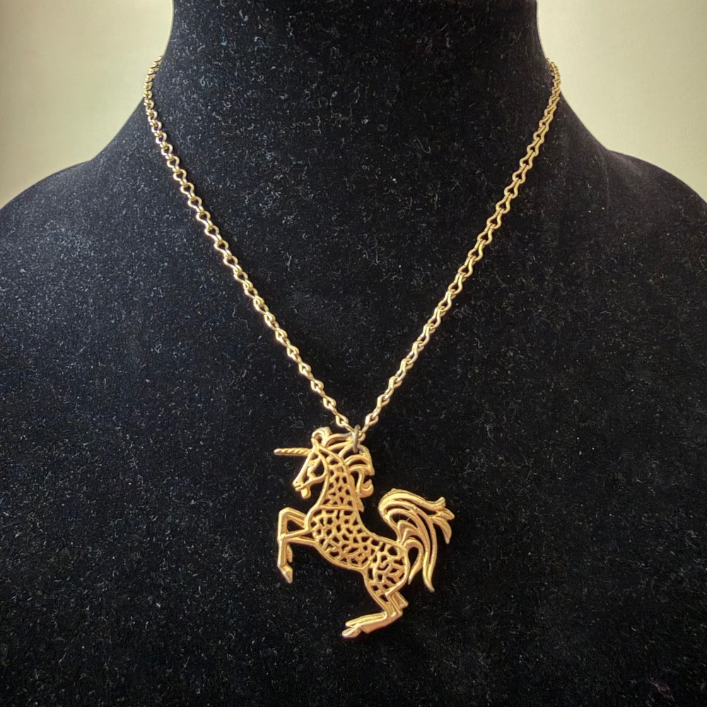 Vintage‎ 1970s Gold Unicorn Necklace Whimsical Boho OS - Picture 2 of 7